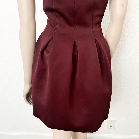 [T Alexander Wang] Maroon Racerback Neoprene Fit and Flare Mini Dress Sz Large L - Picture 8 of 10